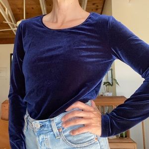 90’s Ann Taylor Long Sleeve Blue Velvet Top